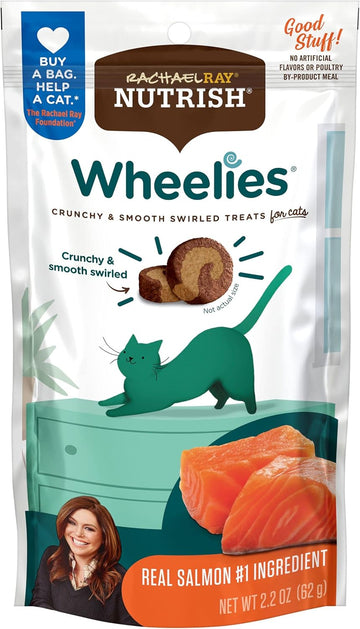 Nutrish Rachael Ray Wheelies Cat Treats, Salmon, 2.2 Ounce (Pack Of 12)