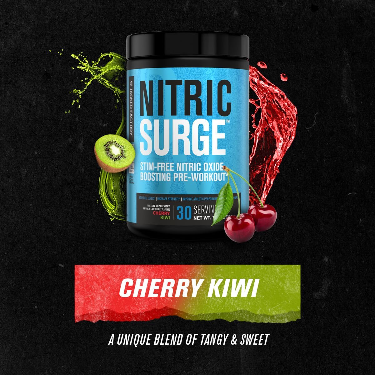 Nitric Surge Stim Free Pre Workout Powder - Caffeine Free Nitric Oxide Supplement w/Con-Cret Creatine, L Citrulline, & GlycerSize Glycerol for Pumps & Muscular Hydration - Cherry Kiwi, 30 Servings : Health & Household