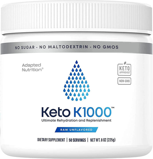 Hi-Lyte Keto K1000 Electrolyte Powder | Hydration Powder Drink Mix | Raw Mineral Flavor, No Stevia | 50 Servings | Plus Electrolyte Replacement Capsules For Rapid Rehydration