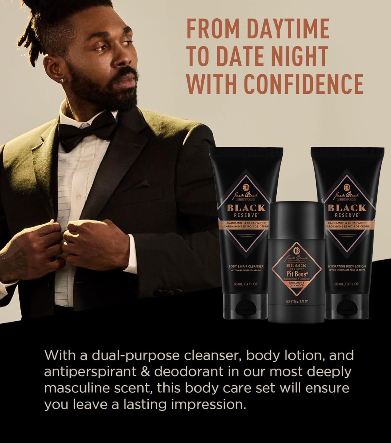 Jack Black All-Over Clean & Cool Body Basics Body Collection Set For Men – Citrus, Mint & Oakmoss – Multi-Purpose Mens Body Wash, Pit Boss Men'S Deodorant, Body Lotion, Grooming Kit : Beauty & Personal Care