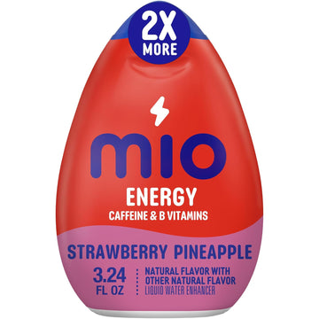 Mio Energy Strawberry Pineapple Smash Naturally Flavored With Other Natural Flavors Liquid Water Enhancer Drink Mix With Caffeine & B Vitamins With 2X More (3.24 Fl. Oz. Bottle)