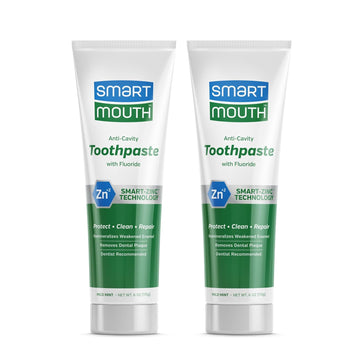 Smartmouth Premium Zinc Ion Toothpaste - Whitening Toothpaste With Fluoride - Refreshing, Anti-Cavity Toothpaste For Adults - Strengthens Enamel - Mild Mint Flavor, 6 Oz (2 Pack)