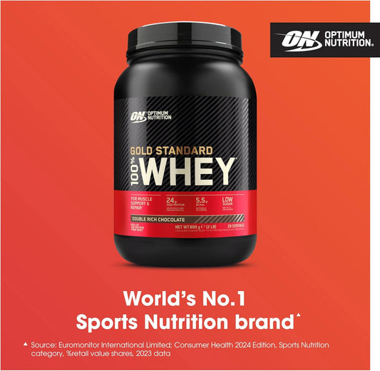 Optimum Nutrition Gold Standard 100% Whey Protein, Muscle Building Powder With Naturally Occurring Glutamine And Bcaa Amino Acids, Cookies And Cream Flavour, 28 Servings, 896 G