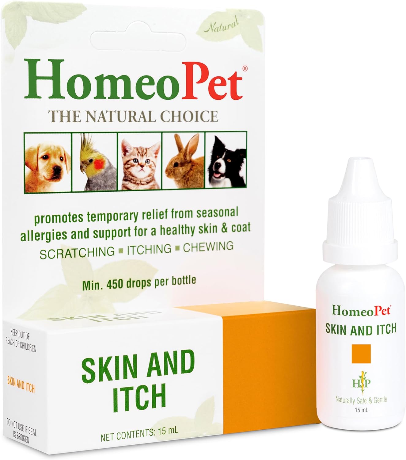 HomeoPet Skin and Itch, Safe and Natural Itch Relief for Dogs and Cats, Coat and Skin Soother for Pets, 15 Milliliters