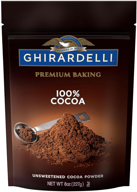 Ghirardelli Unsweetened Cocoa Powder Pouch 8 Ounce (Pack of 3) with Limited Edition Measuring Spoon