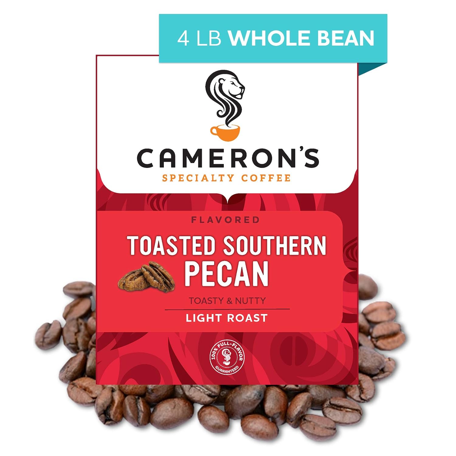 Cameron's Coffee Roasted Whole Bean, Flavored, Toasted Southern Pecan, 4 Pound (Pack of 1)