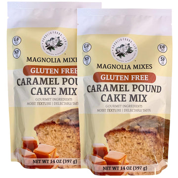 Magnolia Mixes - Caramel Pound Cake Mix - Irresistible Gluten-Free Pound Cake Mix with Rich Flavor and Texture - Easy 3-Step Baking with Premium Ingredients for Pure Bliss! - 14oz Each (2-Pack)