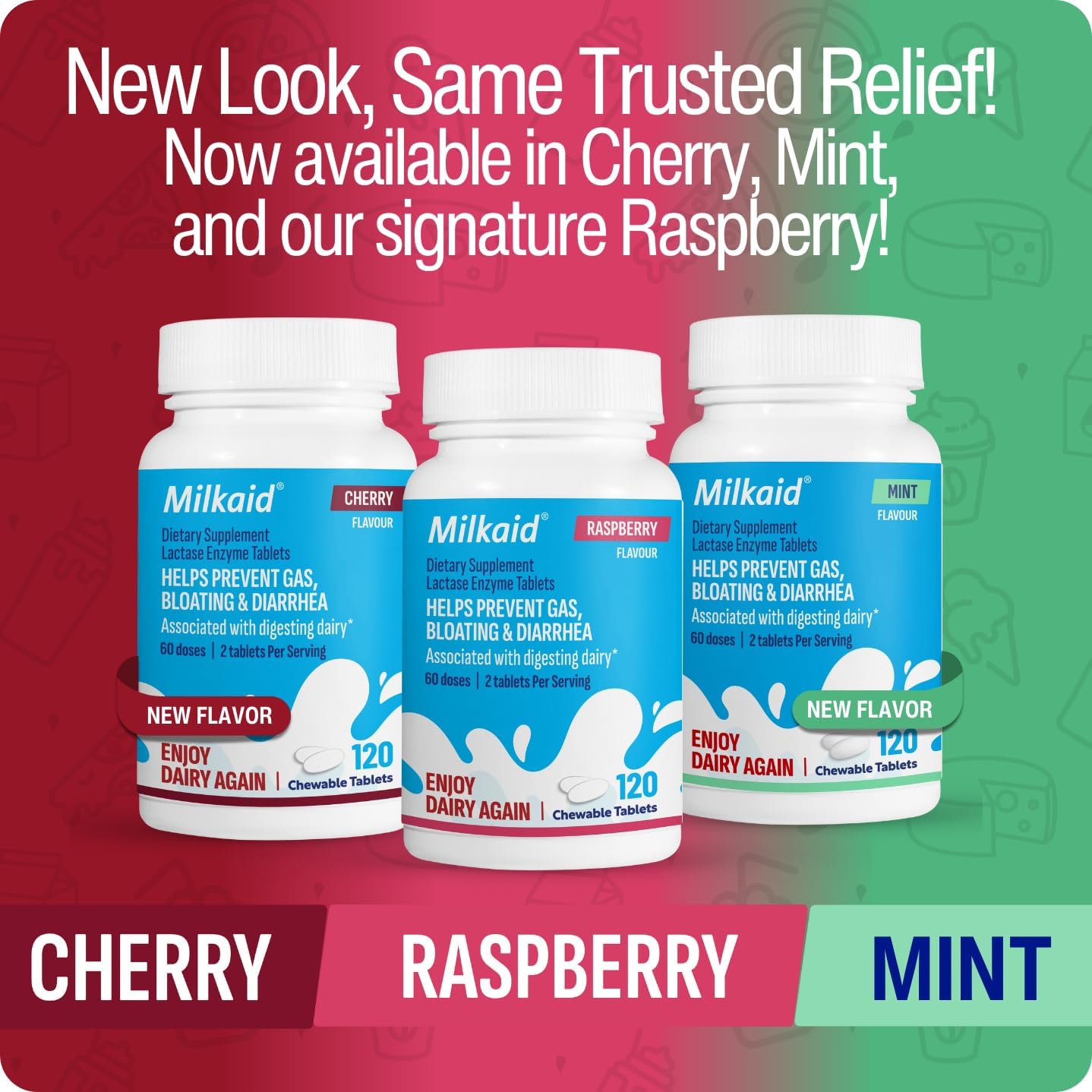 3 x 120 Milkaid Tablets - Milkaid Lactase Enzyme Chewable Tablets for Lactose Intolerance Relief | Prevents Gas, Bloating & Diarrhoea | Fast Acting Dairy Digestive Supplement (3 Pack of 120s) : Amazon.co.uk: Health & Personal Care