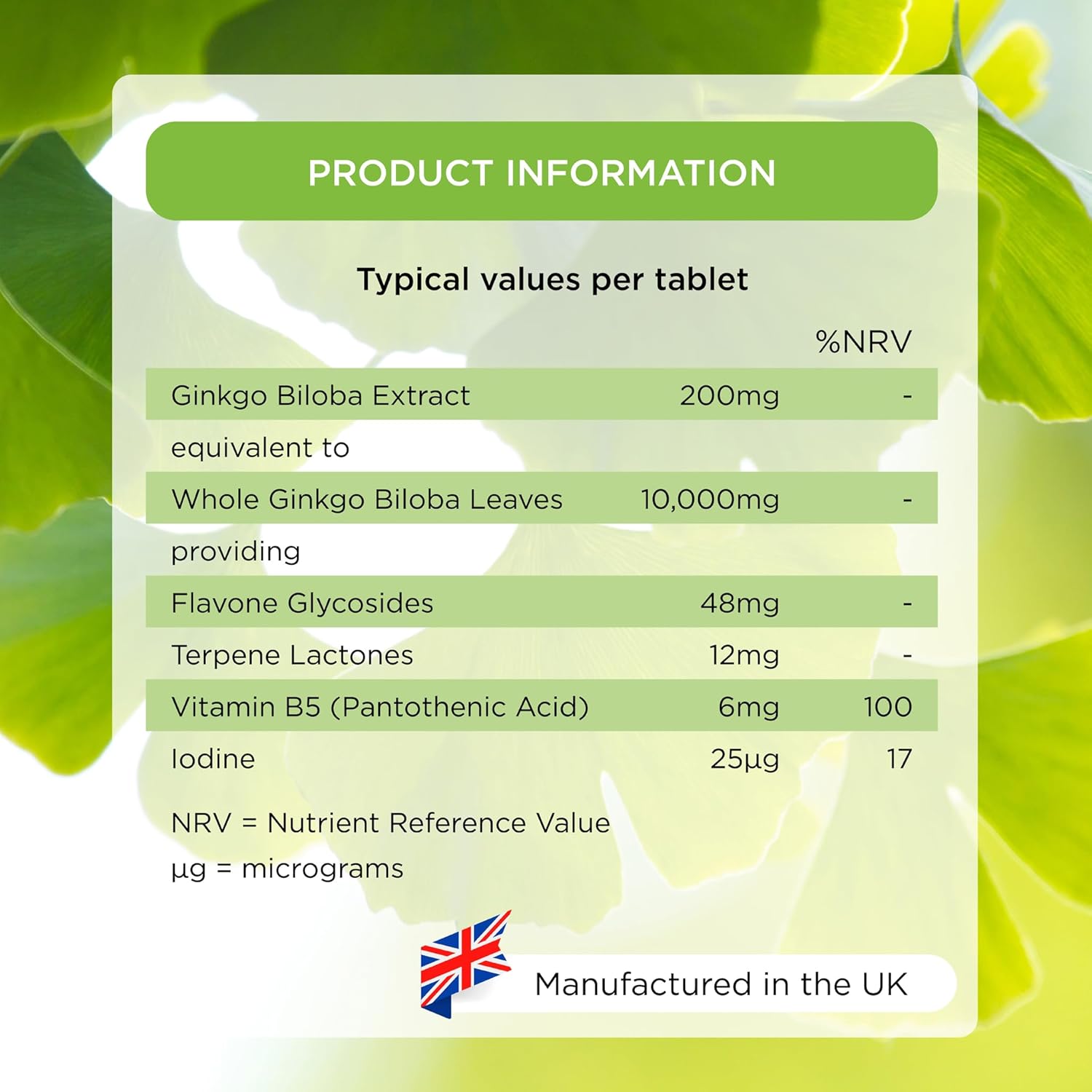 Healthspan Ginkgo 10,000 Cognitive Support (120 Tablets) | Maximum Strength Ginkgo Extract | Mental Function | Added Iodine & Vitamin B5 | Supports Energy | Vegan : Amazon.co.uk: Health & Personal Care