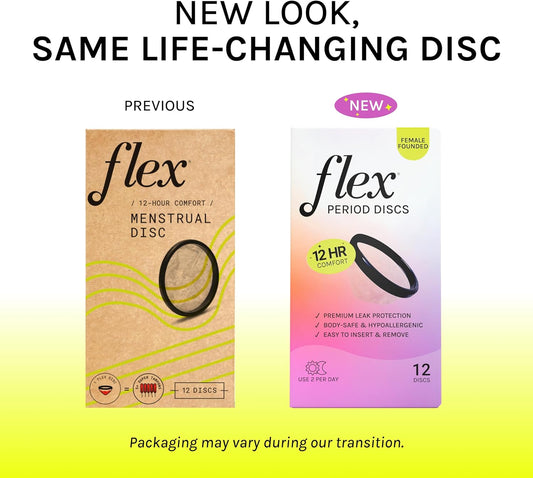 Flex Menstrual Discs | Disposable Period Discs | Reduce Cramps & Dryness | Beginner-Friendly Tampon Alternative | Capacity Of 5 Super Tampons | Made In Canada | 12 Count