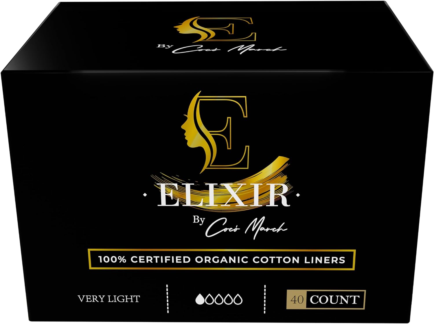 Organic Cotton Liners Certified Hypoallergenic Organic Cotton in All Layers Biodegradable Backing Free of Chlorine & Chemicals Ultrathin - 40 Count - Elixir by Coco March for Sensitive Skin : Health & Household