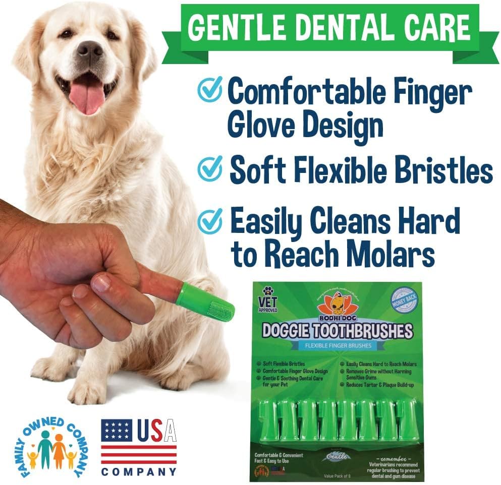 Bodhi Dog Finger Toothbrush for Dogs & Cats | Puppy Toothbrush with Soft & Flexible Silicone Bristles for Pet Dental Care | Easy Teeth Cleaning Dog Finger Toothbrush, 8 Count : Pet Supplies