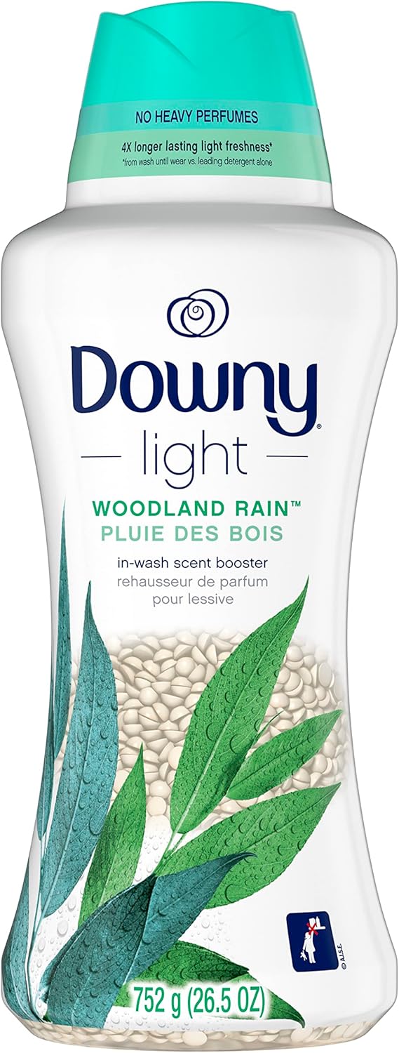 Downy Light Laundry Scent Booster Beads For Washer, Woodland Rain, 26.5 Oz, With No Heavy Perfumes