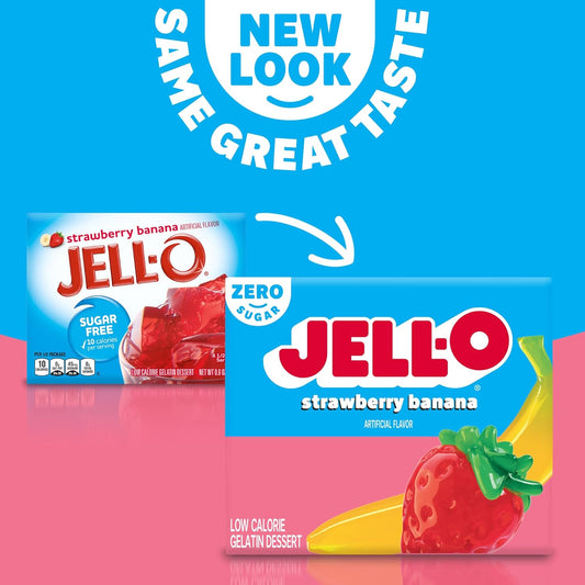 Jell-O Sugar-Free Gelatin Dessert, Strawberry Banana (Pack Of 4)