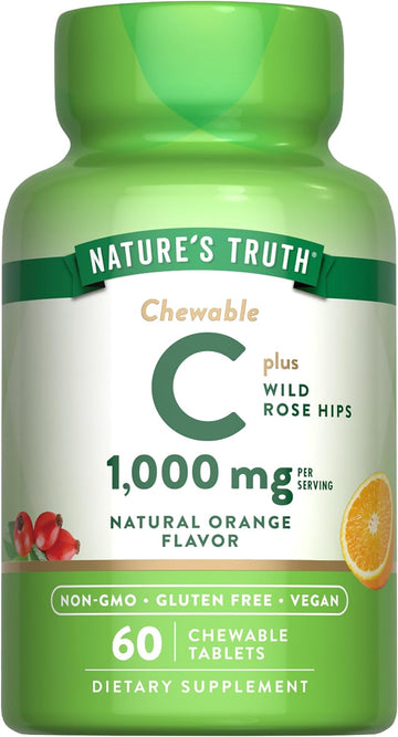 Nature'S Truth Chewable C 500 Mg Plus Wild Rose Hips Tablets Natural Orange Flavor - 60 Ct