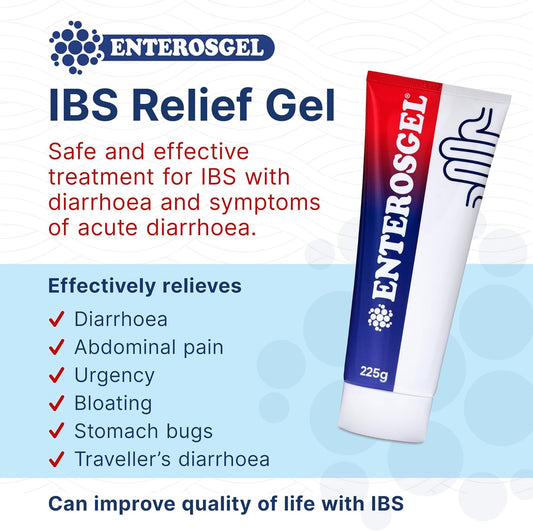 Enterosgel Ibs Relief Gel Tube 225 Grams - Oral Intestinal Adsorbent, Acute Diarrhoea, Bloating & Trapped Wind Relief - For Children & Adults, 4 Pack