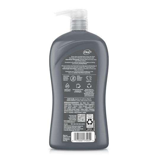 Dial Men 3In1 Body, Hair And Face Wash, Recharge, 32 Fl Oz