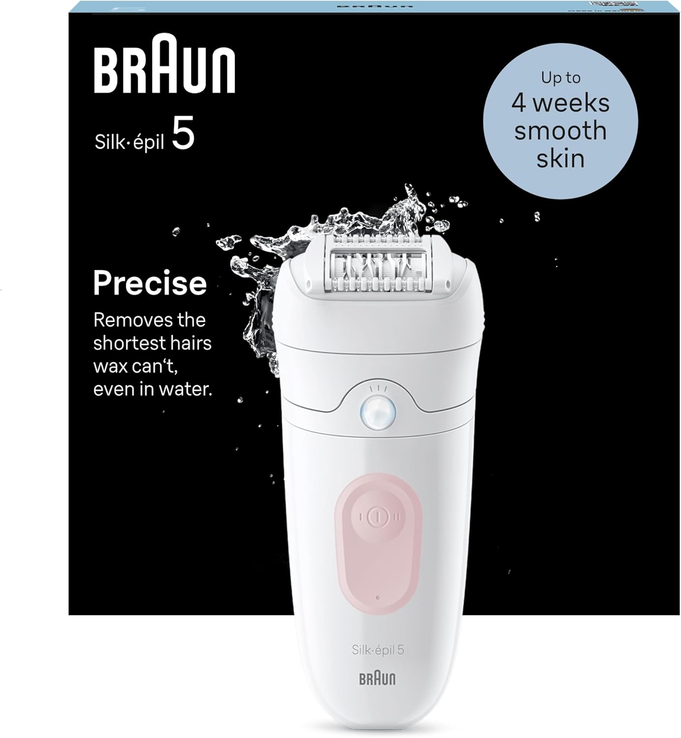 Braun Silk-Épil 5, Epilator For Easy Hair Removal, Wet & Dry, Lasting Smooth Skin, 5-000, White/Flamingo With Eu Plug