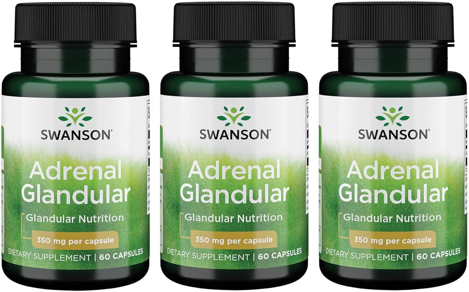Swanson Adrenal Glandular 350 Milligrams 60 Capsules (3 Pack)