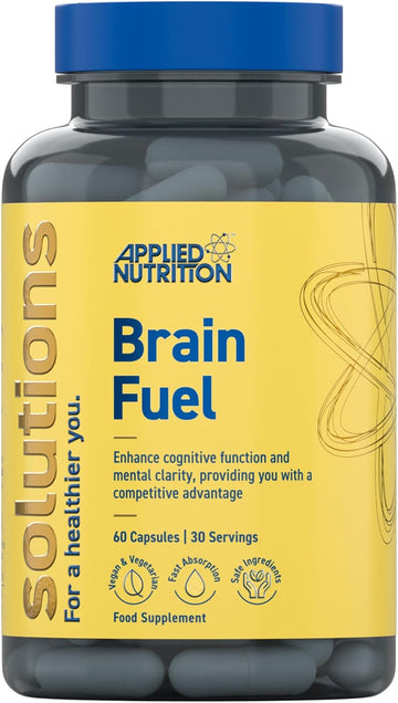 Applied Nutrition - Solutions - Brain Fuel - Capsules With Nootropics, Vitamins, & Panax Ginseng - Best Focus Booster - Enhances Mental Performance - (60 Capsules – 30 Servings)