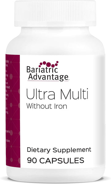 Bariatric Advantage Ultra Multi Without Iron, High Potency Daily Multivitamin for Bariatric Surgery Patients with 22 Essential Vitamins and Nutrients - 90 Capsules, 30 Servings