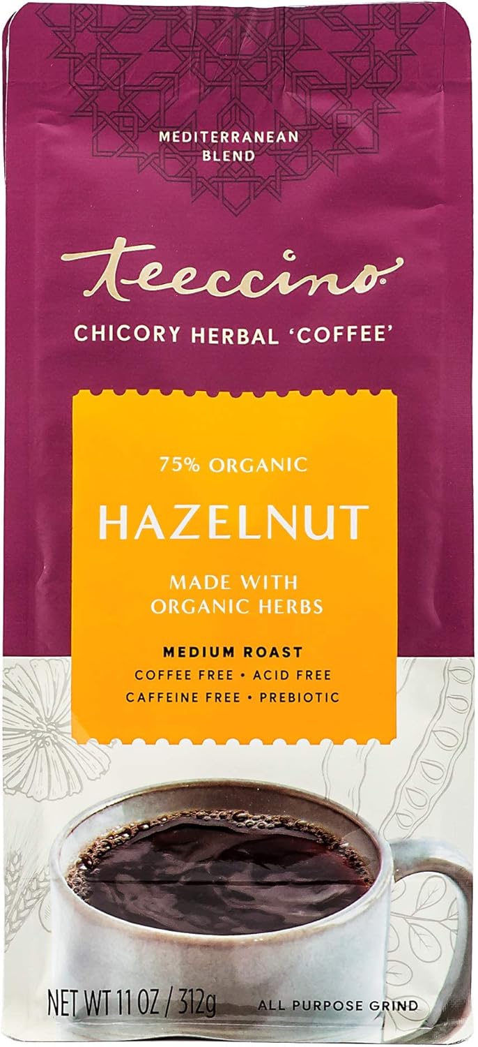 Teeccino Brand Hazelnut Herbal Coffee, Medium Roast, 11 Ounce