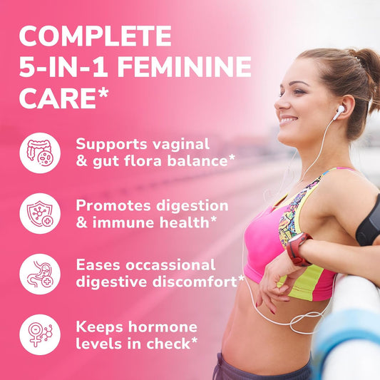 Probiotics For Women 100 Billion Cfu 15 Strains, Daily Probiotic & Prebiotic Supplement With Organic Cranberry To Support Vaginal, Digestive, Immune Health, Shelf Stable, 30 Vegan Capsules