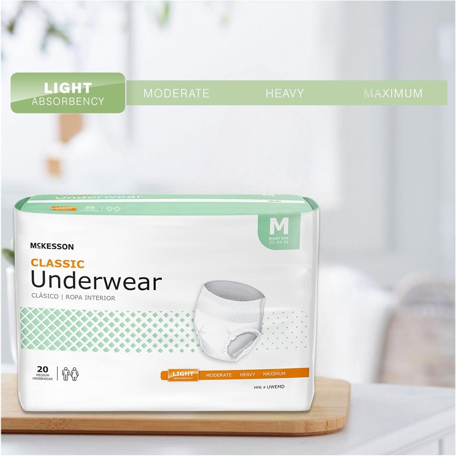 McKesson Classic Underwear, Incontinence, Light Absorbency, Medium, 20 Count : Health & Household