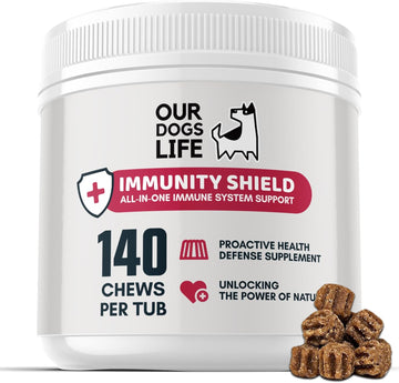 Immune Shield Chews | Probiotics For Dogs | Boost Your Dog's Gut Health, Skin Comfort, Allergy Relief, Digestive and Immune System with 140 Soft Chews | All Natural & Organic, Non GMO?111