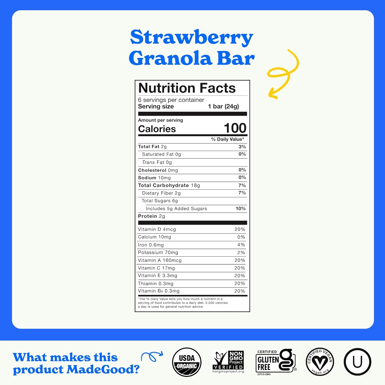 Madegood Strawberry Granola Bars (36 Count, 0.85Oz Each) Contain Nutrients From Vegetables, Gluten Free