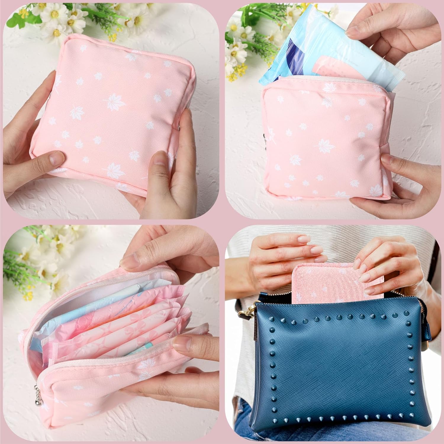 Ouligay 2Pcs Sanitary Pad Storage Bag Portable Sanitary Napkin Storage Bag Period Pouch Pad Pouch for Feminine Products Pad Bag Menstrual Tampon Pouch First Period Bag for School Teen Girls Women : Health & Household