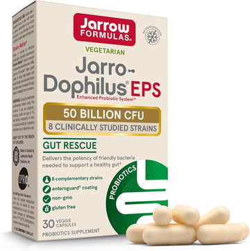 Jarrow Formulas Jarro-Dophilus Eps Gut Rescue Probiotics 50 Billion Cfu With 8 Clinically-Studied Strains, Dietary Supplement For Gut Health Support, 30 Veggie Capsules, 30 Day Supply