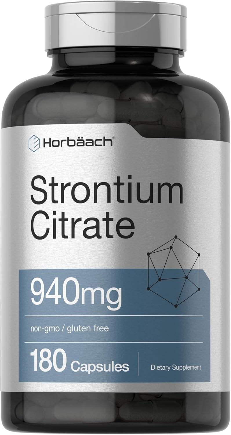 Horbäach Strontium Citrate 940 mg | 180 Capsules | Non-GMO & Gluten Free Supplement