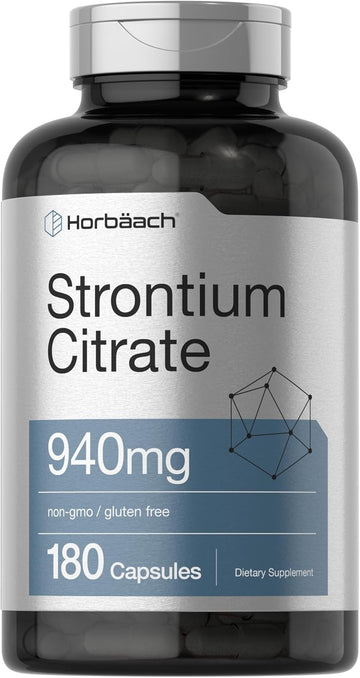 Horbäach Strontium Citrate 940 Mg | 180 Capsules | Non-Gmo & Gluten Free Supplement