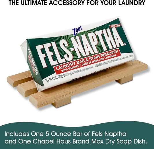 Fels Naptha Laundry Detergent Bar - 5 Ounce Fels Naptha Laundry Bar Soap and Stain Remover Bundle (Craftsman Style) - Get the Ultimate Accessory to your Fels Naptha Soap Bars