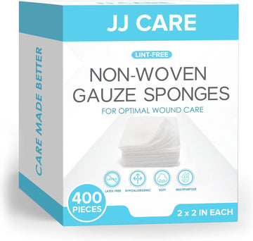 Jj Care Non Woven Gauze [200 Count], 2X2 Non Woven Gauze Pads For First Aid, 4-Ply Dental Gauze, Lint-Free Esthetic Wipes, Gauze Sponges For Wound Care