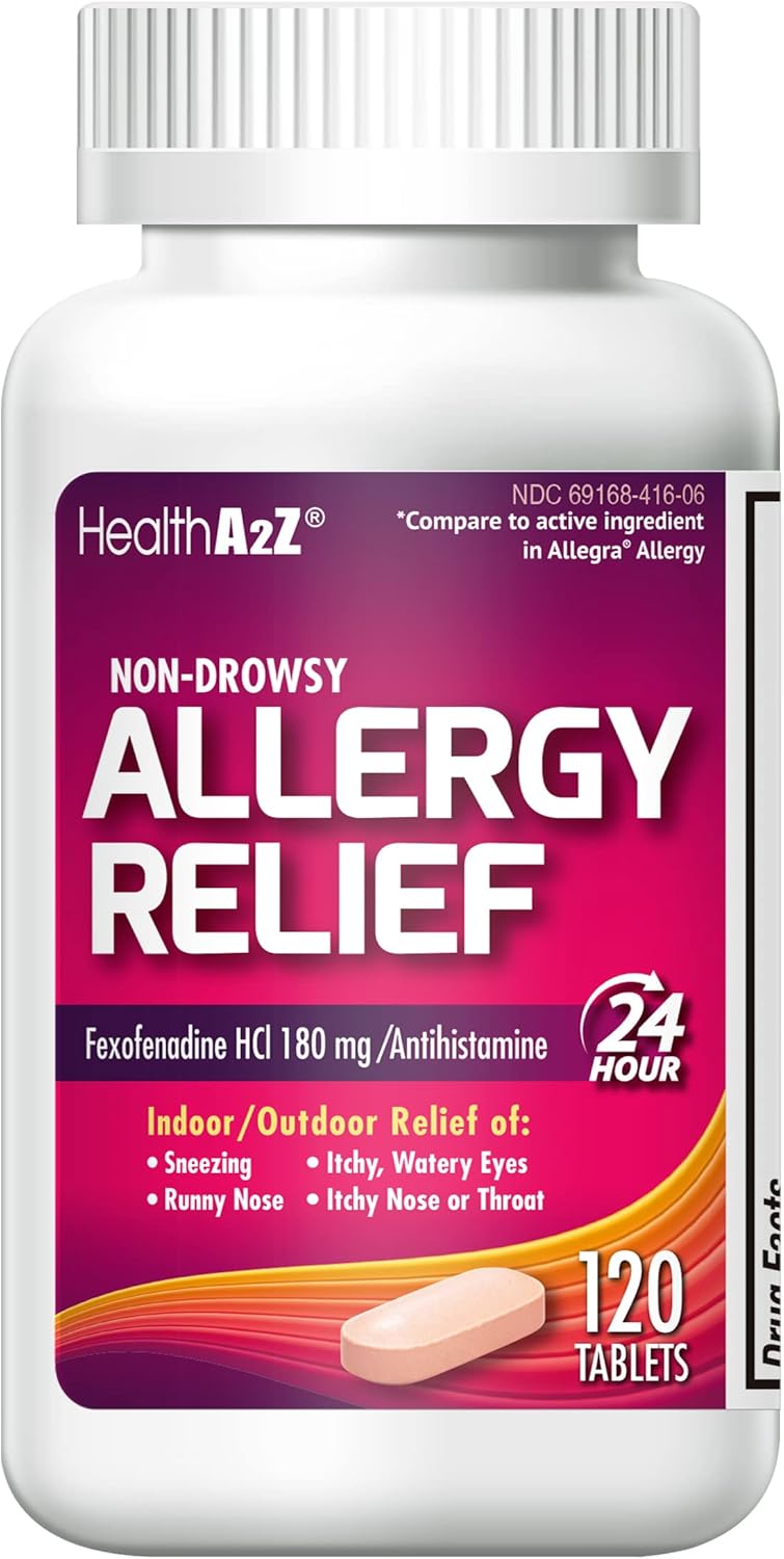 Healtha2Z Fexofenadine Hydrochloride 180Mg, Antihistamine For Allergy Relief, Non-Drowsy, 24-Hour Antihistamine For Allergy Relief