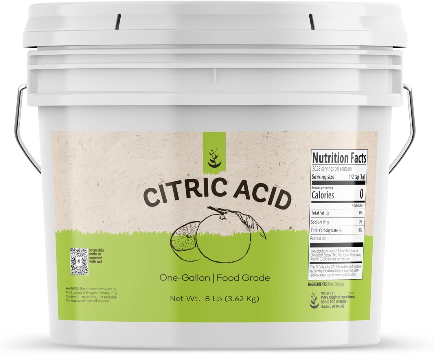 Pure Original Ingredients Citric Acid (1 Gallon) Pure & Undiluted, All Purpose Cleaner, Enhancer
