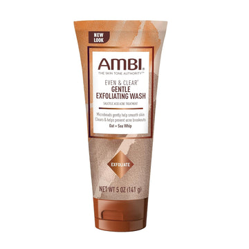 Ambi Even & Clear Gentle Exfoliating Wash With Oat And Sea Whip, Salicylic Acid Acne Treatment, Helps Clear & Prevent Breakouts, Exfoliates To Help Smooth Skin Tone & Texture, 5 Ounce