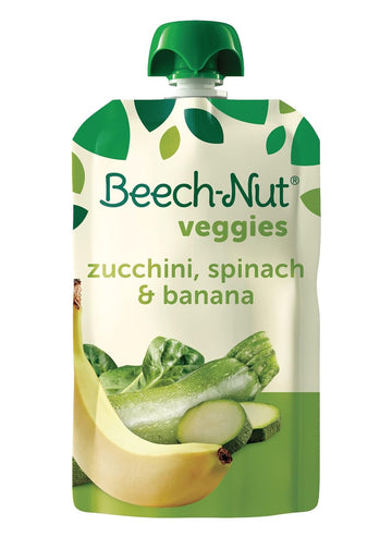 Beech-Nut Veggies Stage 2 Baby Food, Zucchini Spinach & Banana, 3.5 Oz Pouch