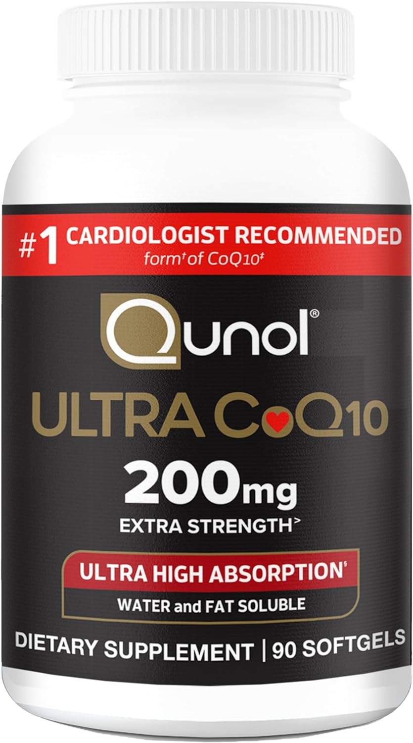 Qunol CoQ10 200mg Softgels, Ultra CoQ10 - Ultra High Absorption Coenzyme Q10 Supplements - Antioxidant Supplement for Vascular and Heart Health & Energy Production, 90 Count