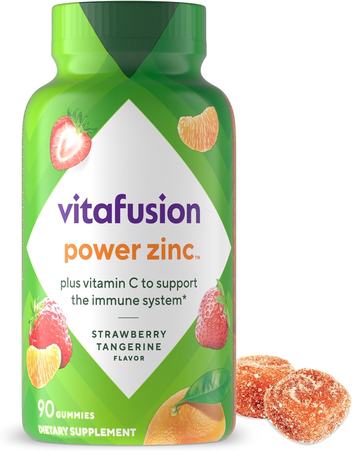 Vitafusion Power Zinc Gummy Vitamins, Strawberry Tangerine Flavored Immune Support (1), 90 Count