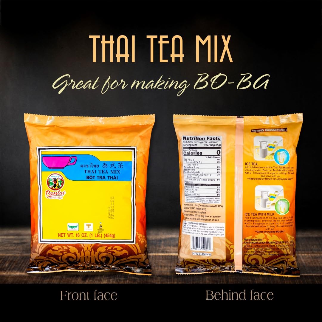 Thai Tea Mix (Pantai) 16 Oz (1Lb.) Thai Iced Tea Traditional Restaurant Style