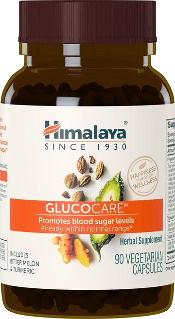 Himalaya Glucocare Herbal Supplement, Metabolism Support, Pancreatic Support, Triphala, Bitter Melon, Turmeric, Gluten Free, Vegan, 90 Capsules