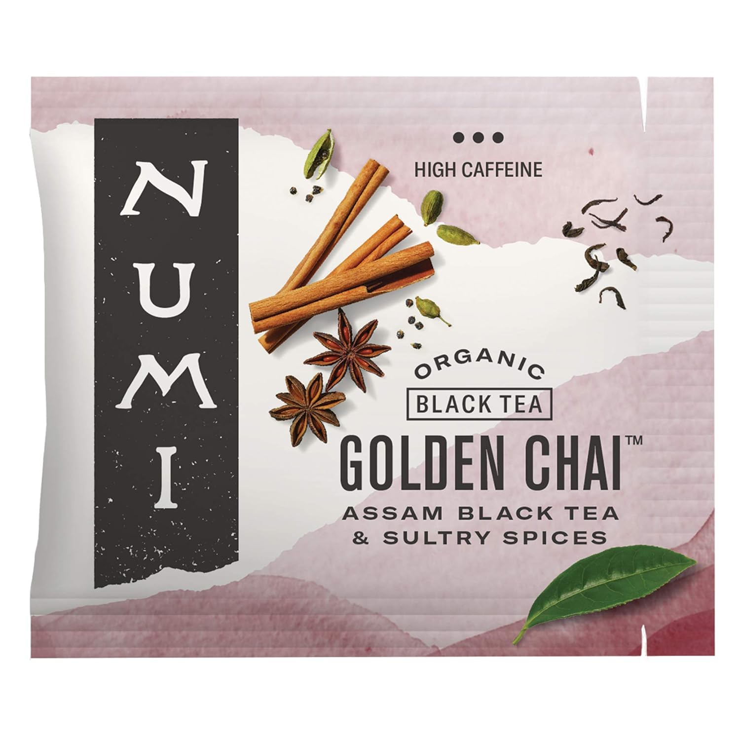 Numi Organic Golden Chai Tea, 100 Tea Bags, Assam Black Tea, Cardamom, Ginger & Anise, Traditional Masala Chai, Caffeinated