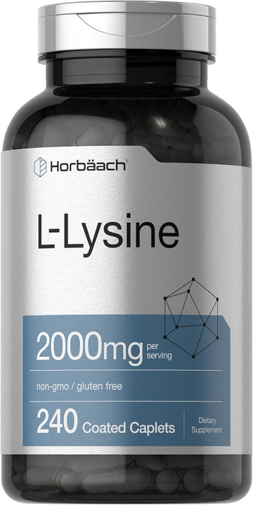 Horbäach L-Lysine | 2000Mg | 240 Caplets | Vegetarian, Non-Gmo, And Gluten Free Supplement