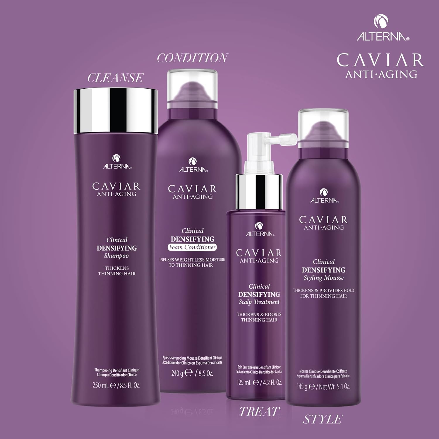 Alterna Caviar Anti-Aging Clinical Densifying Shampoo, Mousse, Scalp Treatment Regimen Starter Set | Thickens & Boosts Thinning Hair | Sulfate Free : Beauty & Personal Care