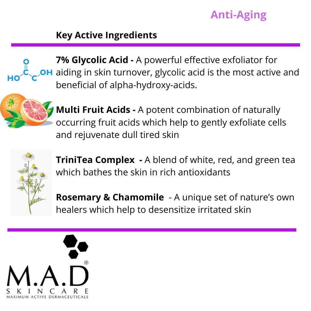 M.A.D Skincare Anti-Aging Glycolic Toner W/Multi Fruit Acids : Beauty & Personal Care