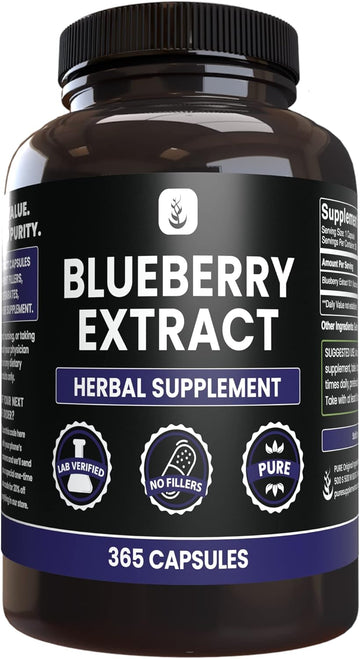 Pure Original Ingredients Blueberry Extract (365 Capsule), No Magnesium Or Rice Fillers, Always Pure, Lab Verified