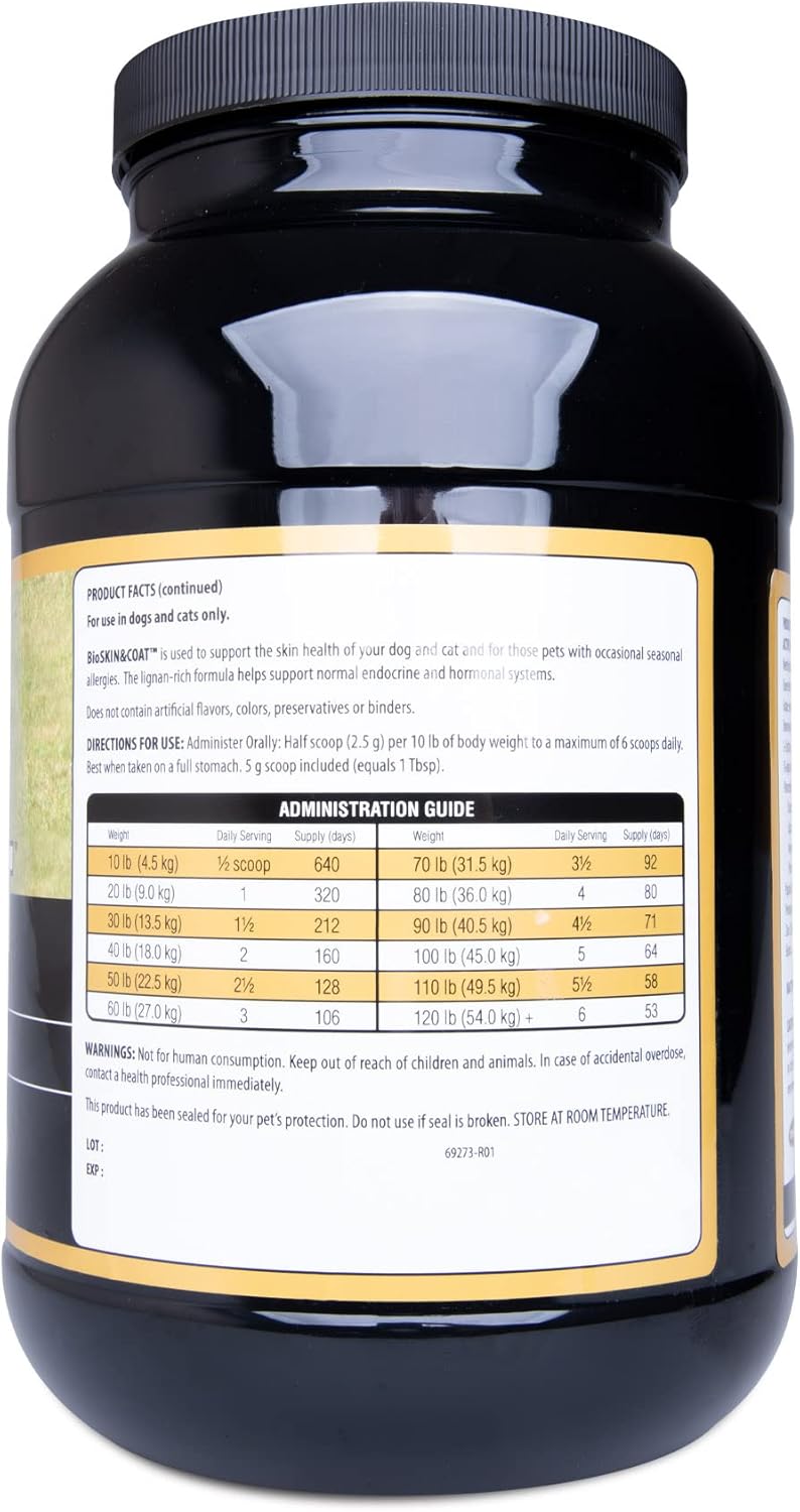 BiologicVET - BioSKIN&Coat Natural Antihistamine Supplement for Dogs & Cats, Supports Skin Health and Helps Maintain Normal Histamine Levels, 106-day Supply for 60-lb. Animal, 3.5-lb. Powder : Pet Supplies